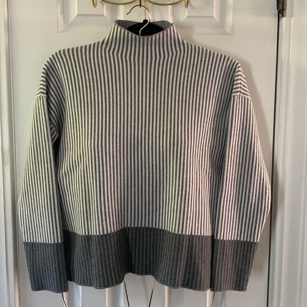 Rachel Zoe Gray and Cream Striped Mock Neck Sweater